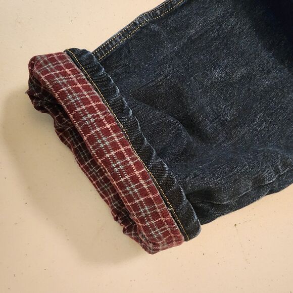 Eddie Bauer Women Flannel Lined Jeans Size 12 Blue Natural Fit Straight Mid-Rise - Picture 4 of 12